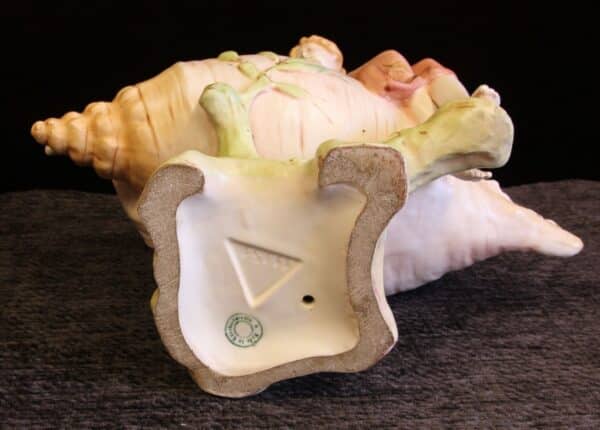 Antique Art Nouveau Centre Piece of Maiden on Shell. Antique Antique Ceramics 10