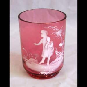 Antique Mary Gregory Cranberry Glass Tumbler
