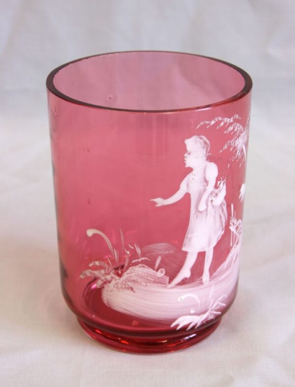 Antique Mary Gregory Cranberry Glass Tumbler cranberry Antique Glassware 5