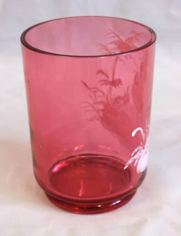Antique Mary Gregory Cranberry Glass Tumbler cranberry Antique Glassware 6