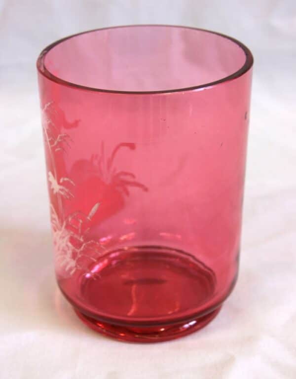 Antique Mary Gregory Cranberry Glass Tumbler cranberry Antique Glassware 7