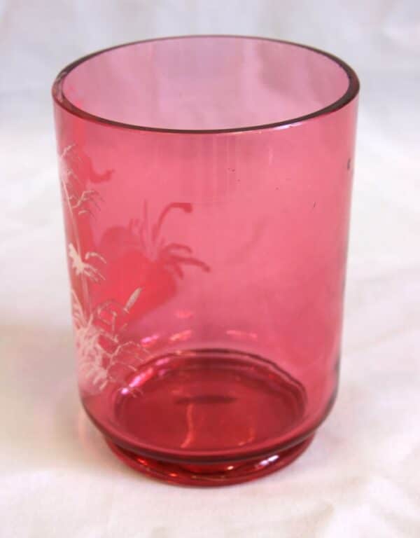 Antique Mary Gregory Cranberry Glass Tumbler - Image 5