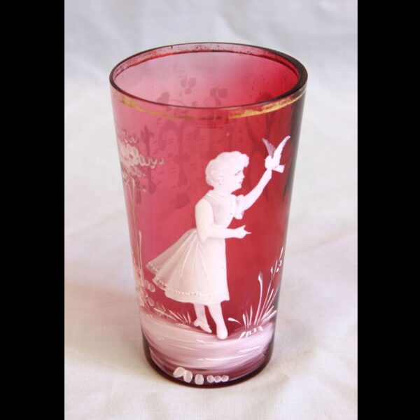 Antique Mary Gregory Cranberry Glass Tot