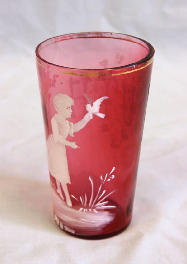 Antique Mary Gregory Cranberry Glass Tot cranberry Antique Glassware 6