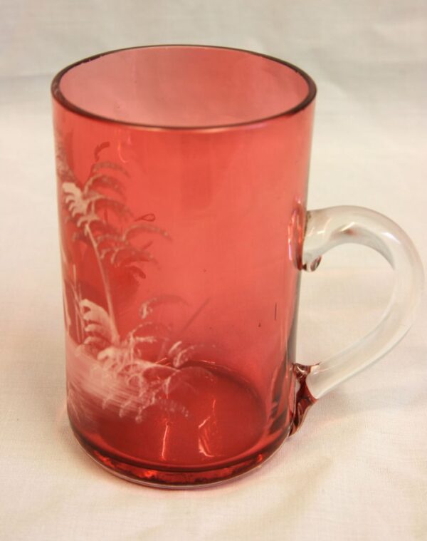 Antique Mary Gregory Cranberry Glass Mug Antique Antique Glassware 7