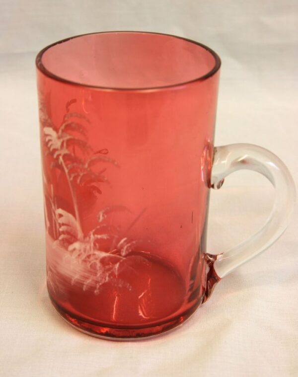 Antique Mary Gregory Cranberry Glass Mug - Image 5