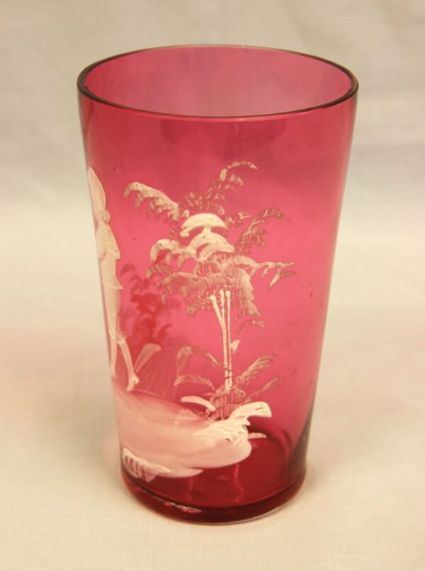 Antique Mary Gregory Cranberry Glass Beaker - Image 4