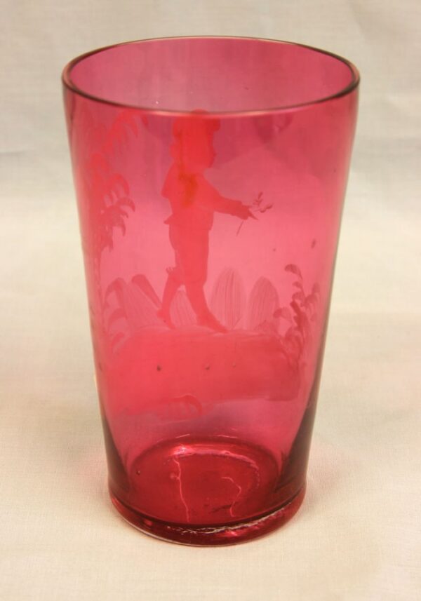 Antique Mary Gregory Cranberry Glass Beaker - Image 5