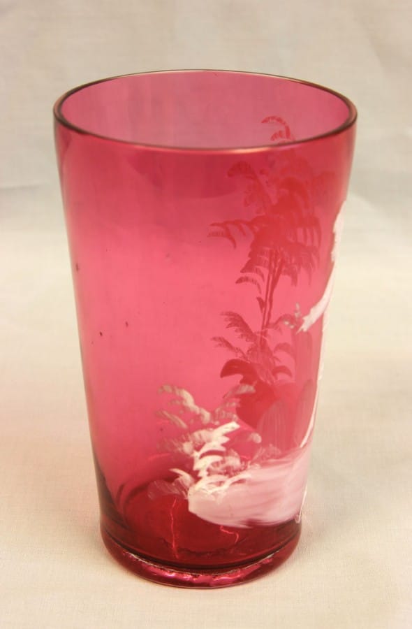 Antique Mary Gregory Cranberry Glass Beaker Antique Antique Glassware 8