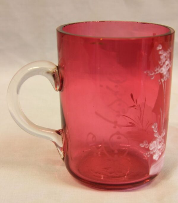 Antique Mary Gregory Cranberry Glass Mug. cranberry Antique Glassware 7
