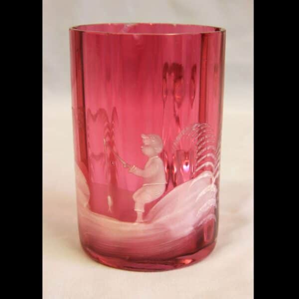 Antique Mary Gregory Cranberry Glass Mug