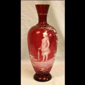 Antique Large Mary Gregory Ruby Cranberry Vase