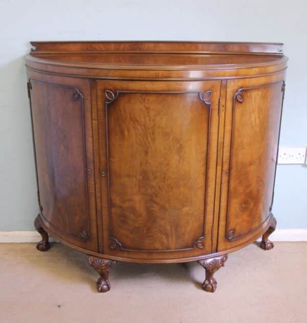 Figured Walnut Demi Lune Sideboard Side Cabinet Antique Antique Cabinets 4