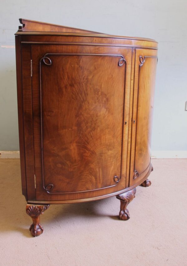 Figured Walnut Demi Lune Sideboard Side Cabinet Antique Antique Cabinets 12