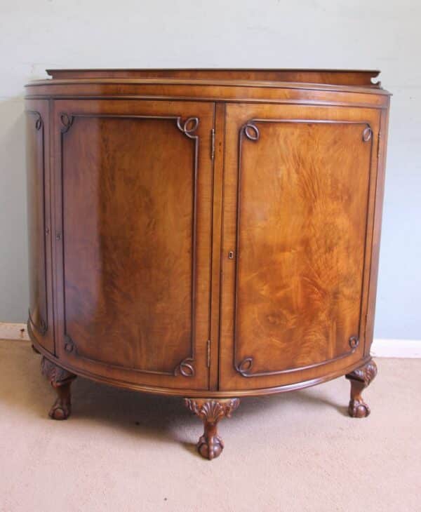 Figured Walnut Demi Lune Sideboard Side Cabinet Antique Antique Cabinets 5