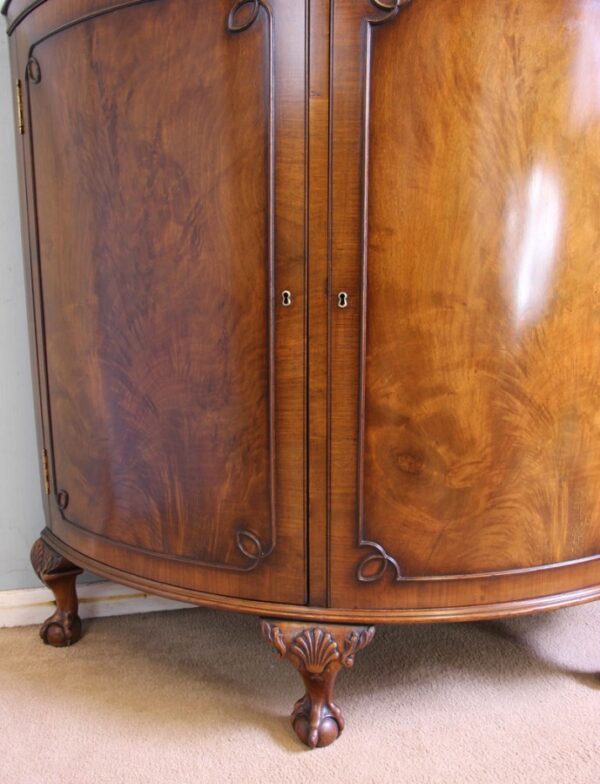 Figured Walnut Demi Lune Sideboard Side Cabinet Antique Antique Cabinets 7