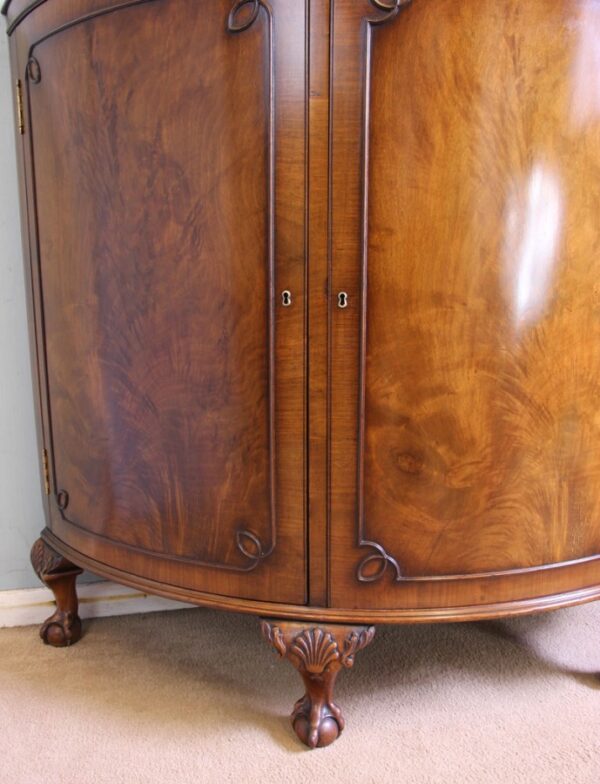Figured Walnut Demi Lune Sideboard Side Cabinet - Image 5