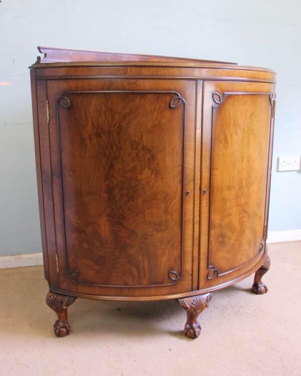 Figured Walnut Demi Lune Sideboard Side Cabinet - Image 9