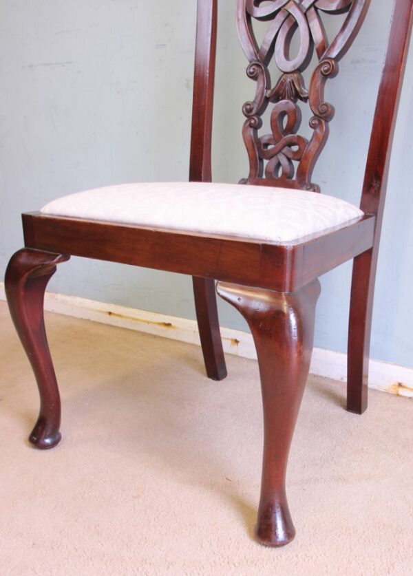 Antique Set Six Antique Mahogany Chippendale Style Dining Chairs - Image 6