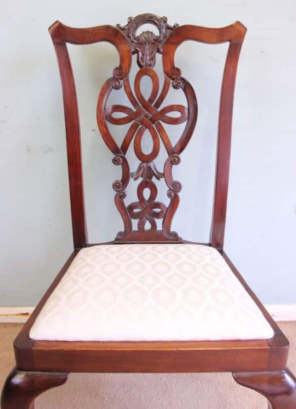 Antique Set Six Antique Mahogany Chippendale Style Dining Chairs - Image 7