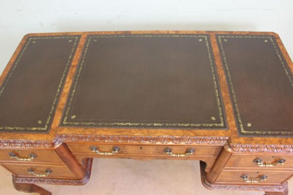 Quality Burr Walnut Kneehole Writing Desk burr walnut Antique Desks 7