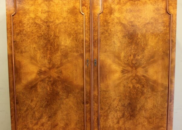 Burr Walnut Dome Top Double Hanging Wardrobe - Image 6