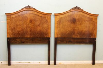 Antique Pair of Figured Walnut Single Headboards - Image 2