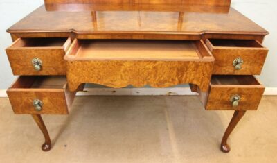 Antique Burr Walnut Shaped Dressing Table - Image 11
