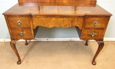 Antique Burr Walnut Shaped Dressing Table - Image 3