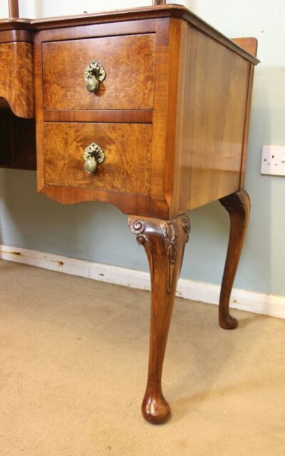 Antique Burr Walnut Shaped Dressing Table - Image 5