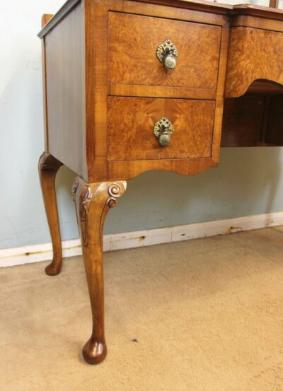 Antique Burr Walnut Shaped Dressing Table - Image 6
