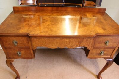 Antique Burr Walnut Shaped Dressing Table - Image 8