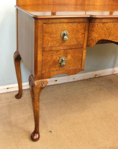 Antique Burr Walnut Shaped Dressing Table - Image 9
