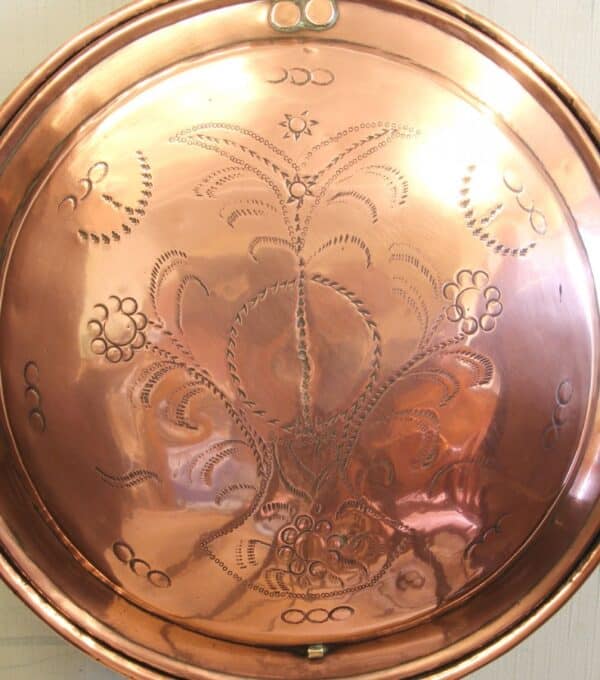 Antique Victorian Copper Bed Warming Pan bed Antique Metals 6