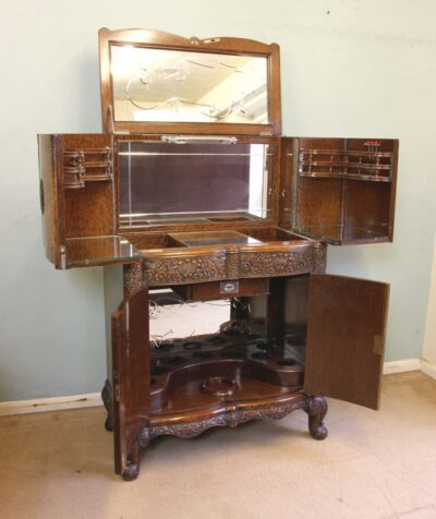 Antique Impressive Burr Oak Cocktail Drinks Cabinet - Image 2