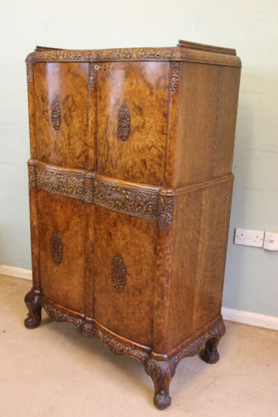Antique Impressive Burr Oak Cocktail Drinks Cabinet - Image 10