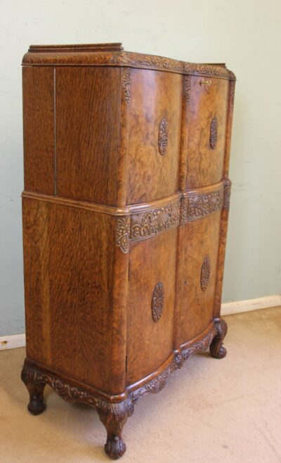 Antique Impressive Burr Oak Cocktail Drinks Cabinet - Image 11