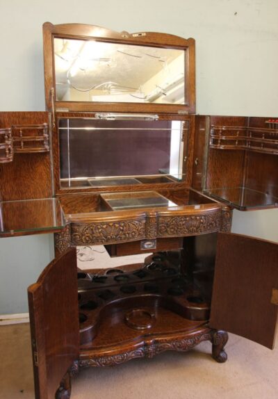 Antique Impressive Burr Oak Cocktail Drinks Cabinet - Image 14