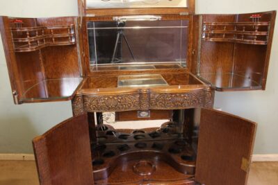 Antique Impressive Burr Oak Cocktail Drinks Cabinet - Image 5