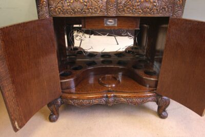 Antique Impressive Burr Oak Cocktail Drinks Cabinet - Image 8