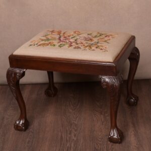 Edwardian Mahogany Claw And Ball Feet Upholstered Stool SAI1472 Antique Furniture