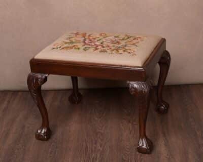 Edwardian Mahogany Claw And Ball Feet Upholstered Stool SAI1472 Antique Furniture 3