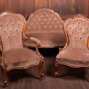 Stunning Victorian Walnut Parlour Settee And Two Chairs SAI1835 Antique Furniture