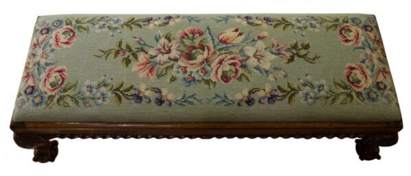 19thc carved walnut fender stool circa 1880 - Image 6