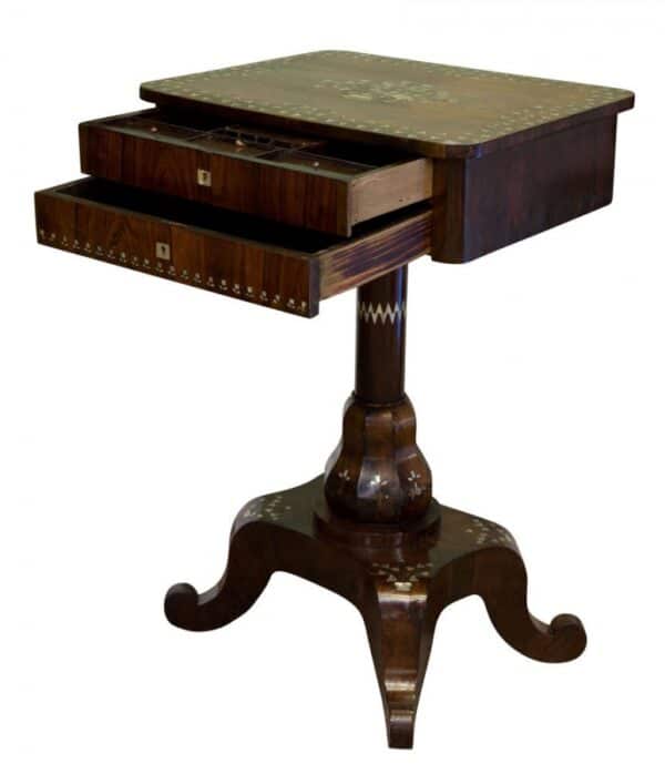 19thc European rosewood ladies work box - Image 2
