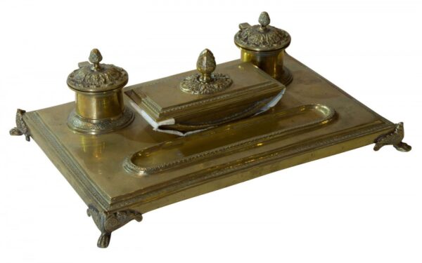 19thc gentlemans inkstand & blotter