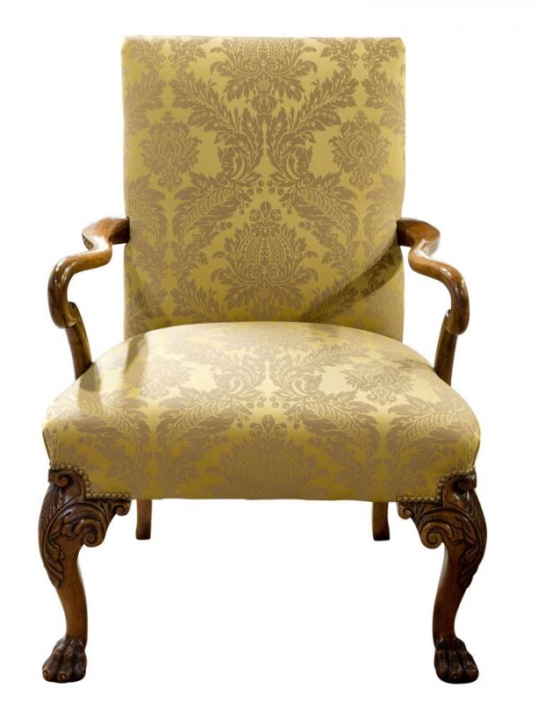 19thc Geo II style walnut Gainsborough chair - Image 2