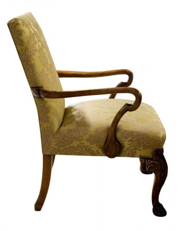 19thc Geo II style walnut Gainsborough chair - Image 6