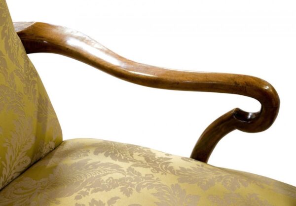 19thc Geo II style walnut Gainsborough chair - Image 5