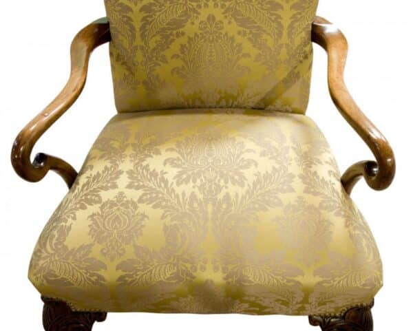 19thc Geo II style walnut Gainsborough chair - Image 4